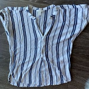 White and navy stripe shirt